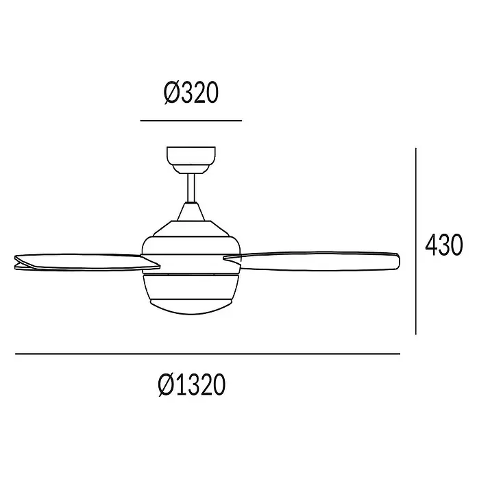 Leds-C4 Deckenventilator Samal - 132 cm, Weiß, Grau/Weiß, 72 W - Skizze