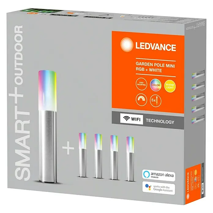 Ledvance Smart+ LED-Gartenspot Garten Pole Mini RGBW - B x H: 22 x 227 mm - Diagonale Ansicht