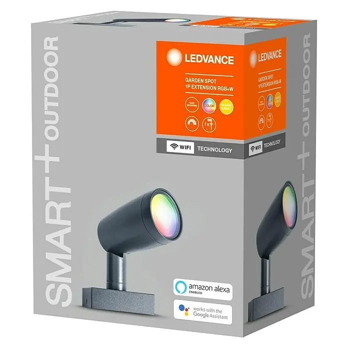 Ledvance Smart+ LED-Gartenspot Garten Spottwallspike RGBW EXT - L x B x H: 145 x 90 x 295 mm - Verpackung
