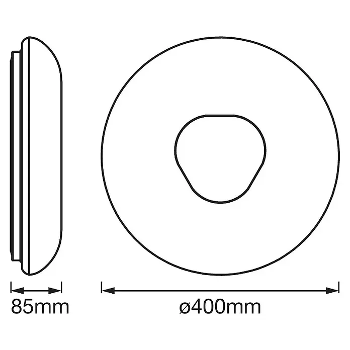 Ledvance Smart+ WiFi Okrugla stropna LED svjetiljka - 26 W, Ø x V: 400 x 85 mm, Bijele boje - Skica