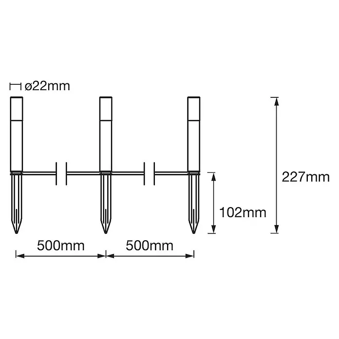 Ledvance Smart+ LED-Gartenspot Garten Pole Mini RGBW EXT. - Ø x H: 22 x 227 mm - Skizze