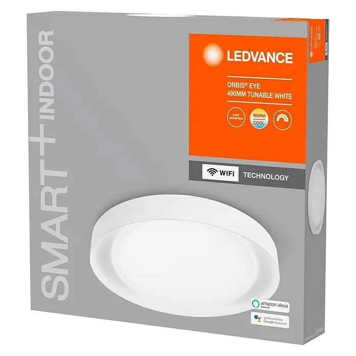 Ledvance Smart+ WiFi LED-Deckenleuchte rund Ceiling Eye CCT - 32 W, Ø x H: 490 x 75,5 mm, Weiß - Vorderansicht