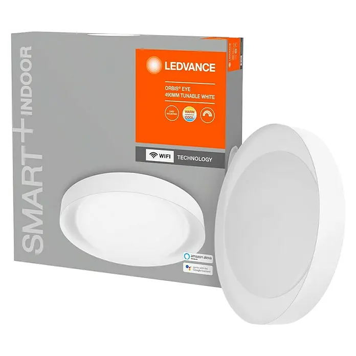 Ledvance Smart+ WiFi LED-Deckenleuchte rund Ceiling Eye CCT - 32 W, Ø x H: 490 x 75,5 mm, Weiß - Vorderansicht