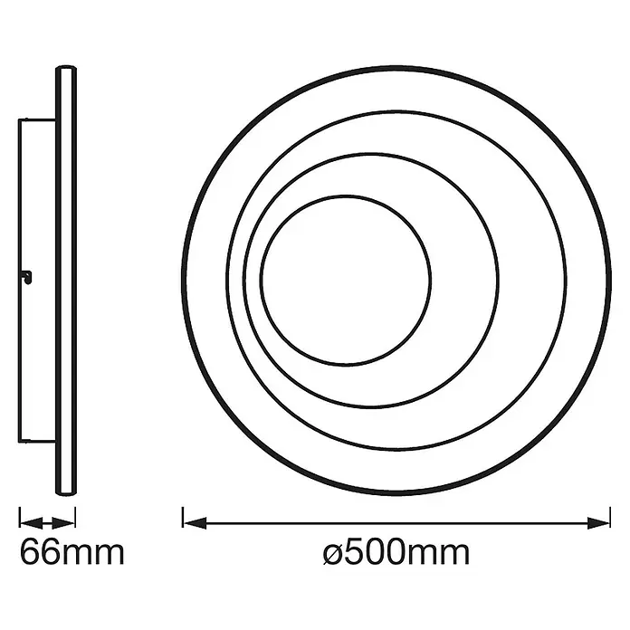 Ledvance Smart+ WiFi LED-Deckenleuchte rund Ceiling Spiral CCT - Ø x H: 500 x 66 mm - Skizze