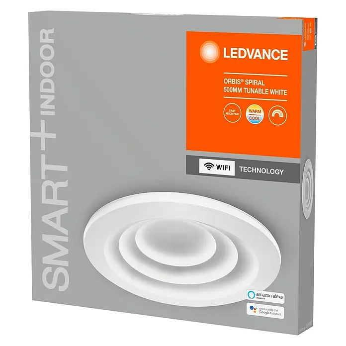 Ledvance Smart+ WiFi LED-Deckenleuchte rund Ceiling Spiral CCT - Ø x H: 500 x 66 mm - Vorderansicht