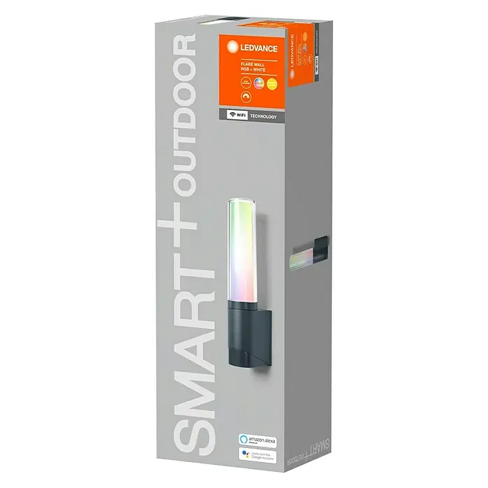 Ledvance Smart+ LED-Gartenspot Lantern Flare Wall RGBW GR - L x B x H: 98 x 66 x 331 mm - Vorderansicht