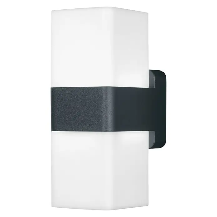Ledvance Smart+ LED-Außenwandleuchte Wall CubeUpDown RGBW GR - 110 x 80 x 205 mm, IP44 - Vorderansicht