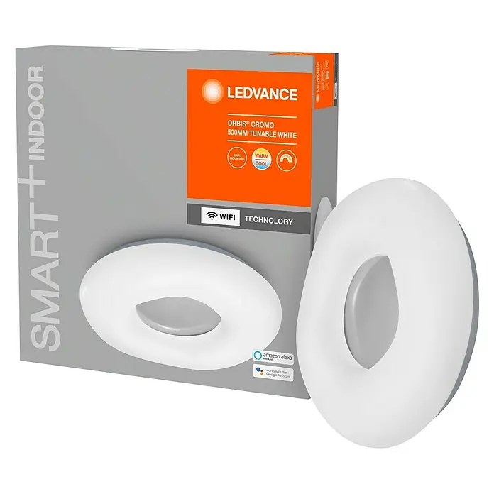 Ledvance Smart+ WiFi LED-Deckenleuchte rund Ceiling Cromo - 30 W, Ø x H: 500 x 89 mm, Weiß - Vorderansicht