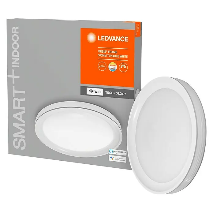 Ledvance Smart+ WiFi Led-plafondlamp, rond Ceiling Frame - Ø x h: 495 x 83 mm, Wit - Vooraanzicht