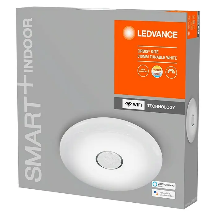 Ledvance Smart+ WiFi LED-Deckenleuchte rund Ceiling Kiteplate CCT - 32 W, Ø x H: 510 x 83 mm, Weiß - Vorderansicht