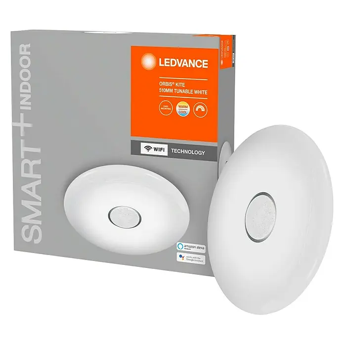 Ledvance Smart+ WiFi LED-Deckenleuchte rund Ceiling Kite - 32 W, Ø x H: 510 x 83 mm, Weiß - Vorderansicht
