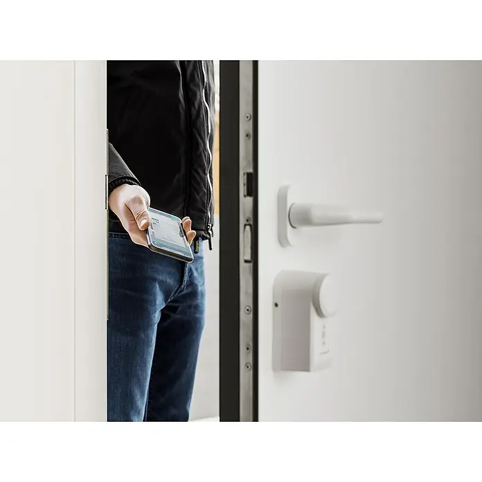 Homematic IP Funk-Türschlossantrieb HmIP-DLD - Weiß, Batteriebetrieben, 36 x 56 x 118 mm - Detailaufnahme