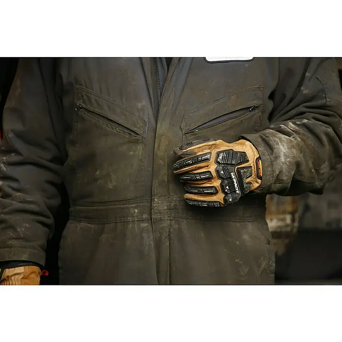 Mechanix Wear Arbeitshandschuhe DuraHide M-Pact Driver F9-360 - M, Braun/Schwarz - Detailaufnahme