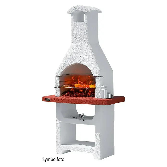 Sunday Grillkamin Cayman - Hauptgrillfläche: 60 x 40 cm, Feuerfester Leichtbeton - Diagonale Ansicht