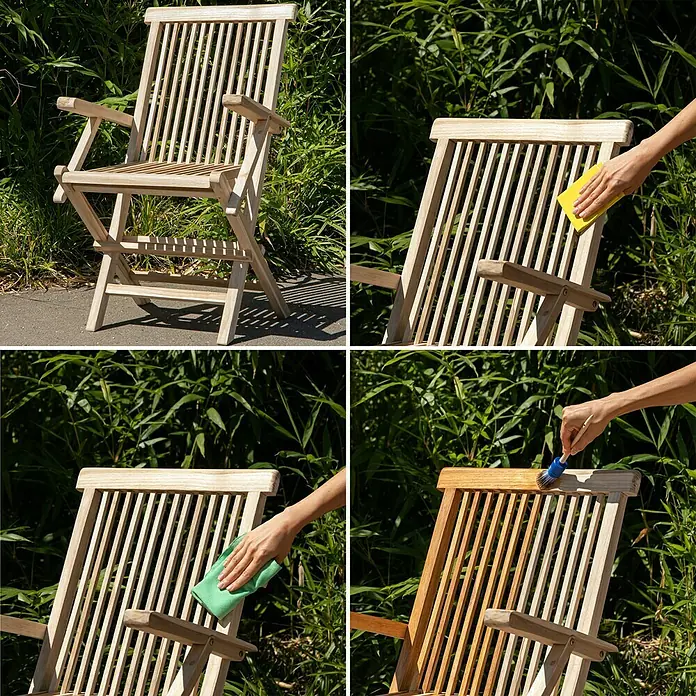SCHÖNER WOHNEN-Farbe Pep up Outdoor-Öl für Möbel & Terrassenböden - Teak, 1 l - Anwendungsbeispiel