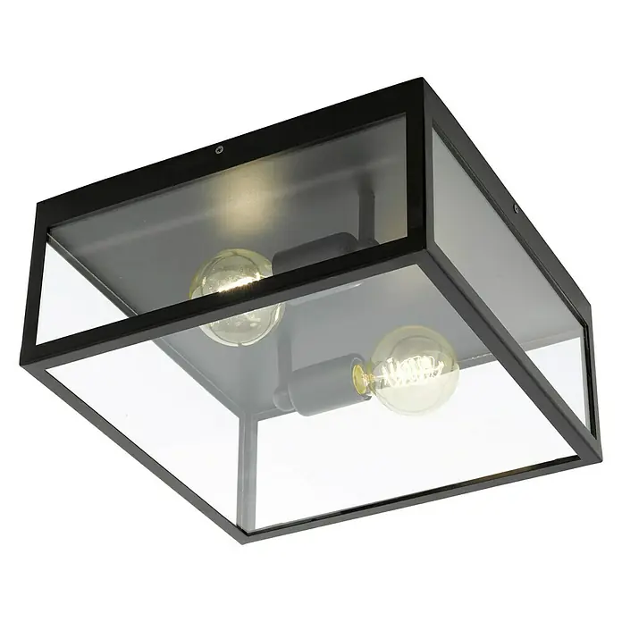 Eglo Charterhouse Plafondlamp - 120 W, l x b x h: 36 x 36 x 16 cm, Zwart, Helder, E27 - Diagonaal zicht