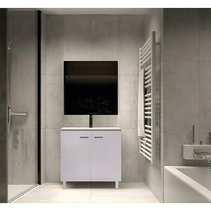 Conjunto de mueble de baño Smart - 80 cm, 3 piezas, Blanco - Foto ambiente