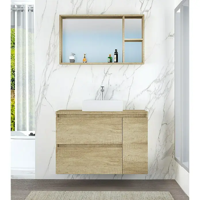 Mueble de lavabo Farbe - 46 x 90 x 66 cm, Nature, Mate - Foto ambiente