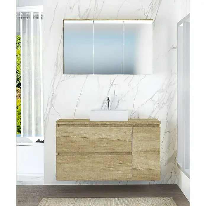 Mueble de lavabo Farbe - 46 x 120 x 66 cm, Nature, Mate - Foto ambiente