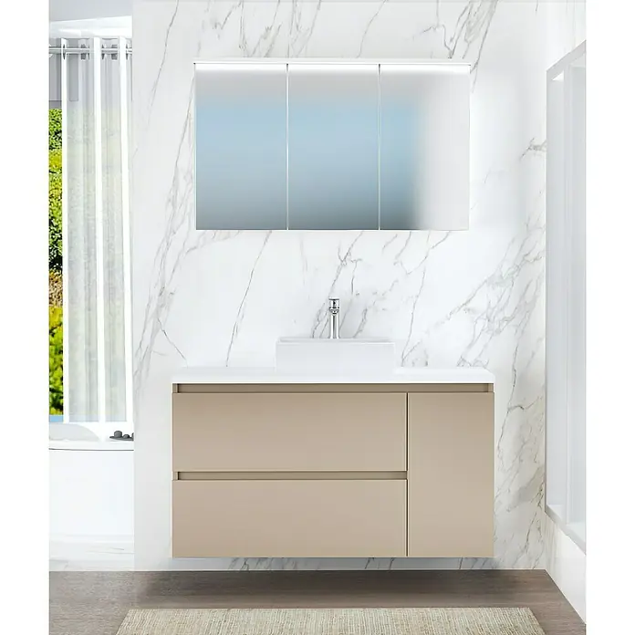 Mueble de lavabo Farbe - 46 x 120 x 66 cm, Fango, Mate - Foto ambiente