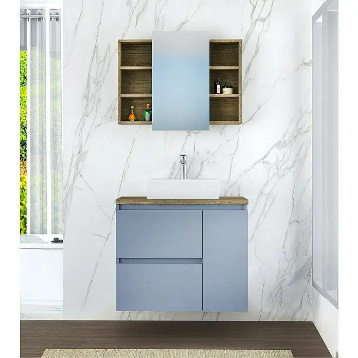 Mueble de lavabo Farbe - 46 x 70 x 66 cm, Azul, Mate - Foto ambiente