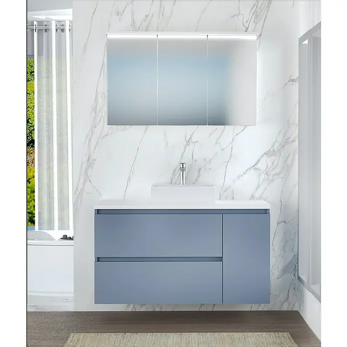 Mueble de lavabo Farbe - 46 x 120 x 66 cm, Azul, Mate - Foto ambiente