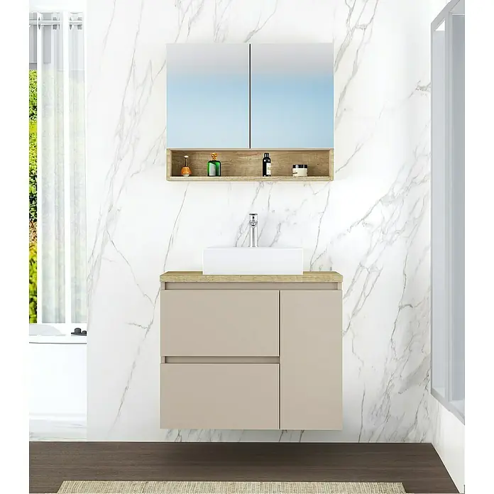 Mueble de lavabo Farbe - 46 x 70 x 66 cm, Fango, Mate - Foto ambiente