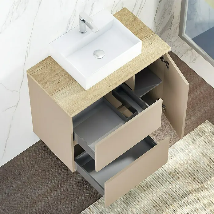 Mueble de lavabo Farbe - 46 x 90 x 66 cm, Fango, Mate - Foto ambiente