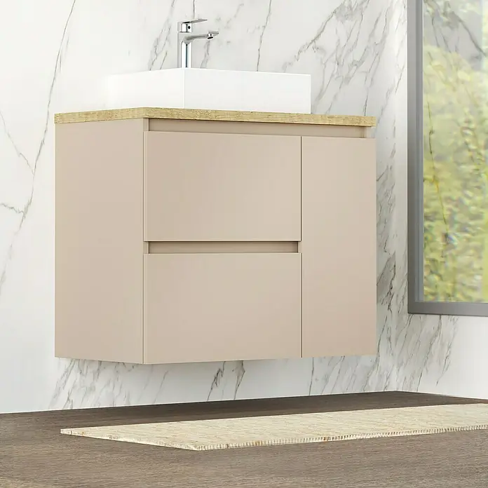 Mueble de lavabo Farbe - 46 x 90 x 66 cm, Fango, Mate - Foto ambiente
