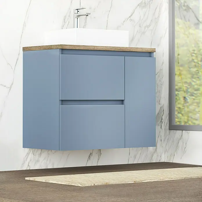 Mueble de lavabo Farbe - 46 x 70 x 66 cm, Azul, Mate - Foto ambiente