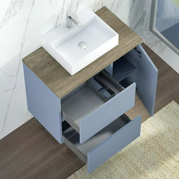 Mueble de lavabo Farbe - 46 x 70 x 66 cm, Azul, Mate - Foto ambiente