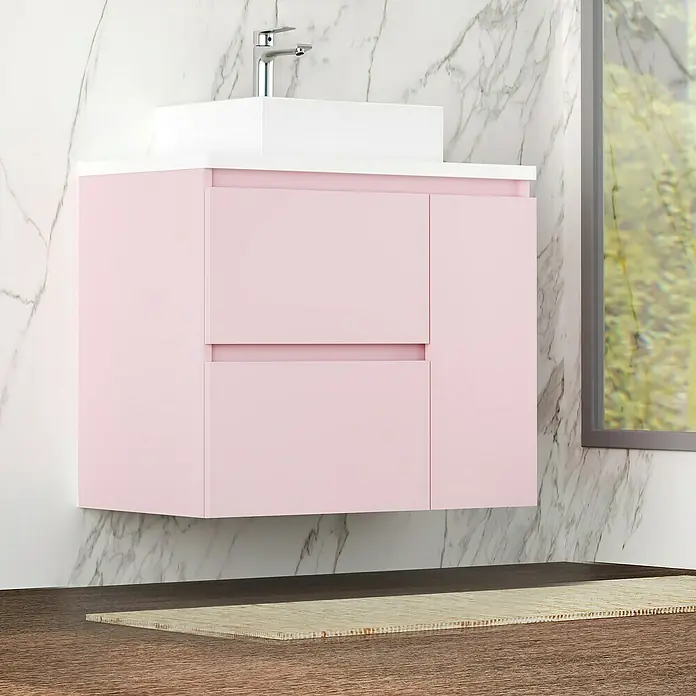 Mueble de lavabo Farbe - 46 x 70 x 66 cm, Rosa, Mate - Foto ambiente