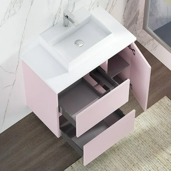 Mueble de lavabo Farbe - 46 x 70 x 66 cm, Rosa, Mate - Foto ambiente