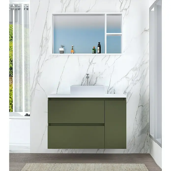 Mueble de lavabo Farbe - 46 x 100 x 66 cm, Musgo, Mate - Foto ambiente