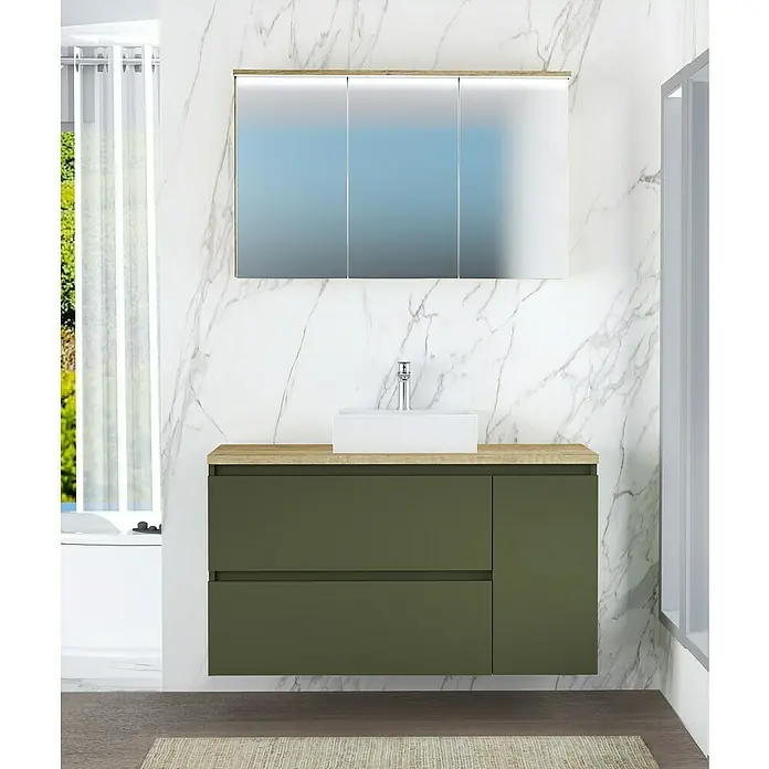 Mueble de lavabo Farbe - 46 x 120 x 66 cm, Musgo, Mate - Foto ambiente