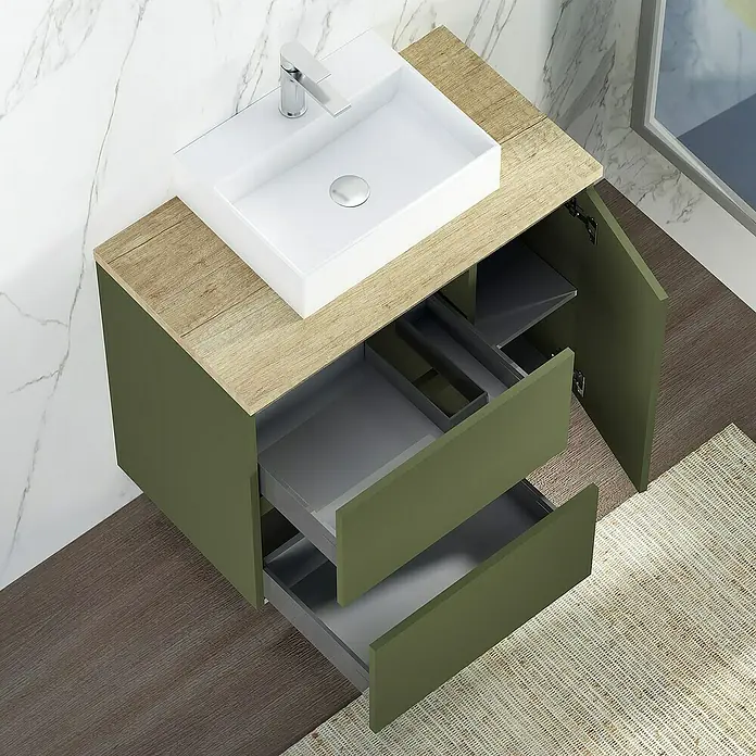 Mueble de lavabo Farbe - 46 x 100 x 66 cm, Musgo, Mate - Foto ambiente