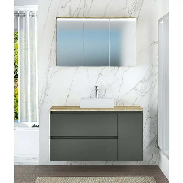 Mueble de lavabo Farbe - 46 x 120 x 66 cm, Antracita, Mate - Foto ambiente