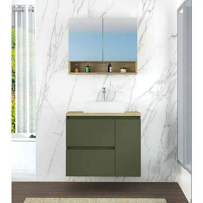 Mueble de lavabo Farbe - 46 x 70 x 66 cm, Musgo, Mate - Foto ambiente