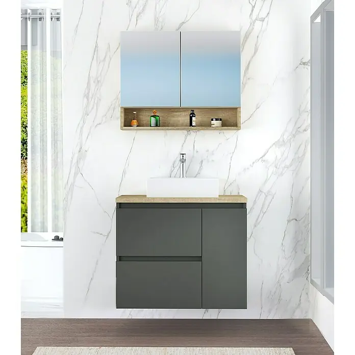 Mueble de lavabo Farbe - 46 x 80 x 66 cm, Antracita, Mate - Foto ambiente