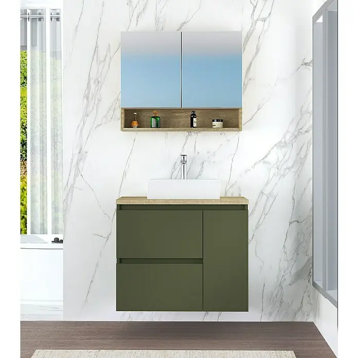 Mueble de lavabo Farbe - 46 x 80 x 66 cm, Musgo, Mate - Foto ambiente
