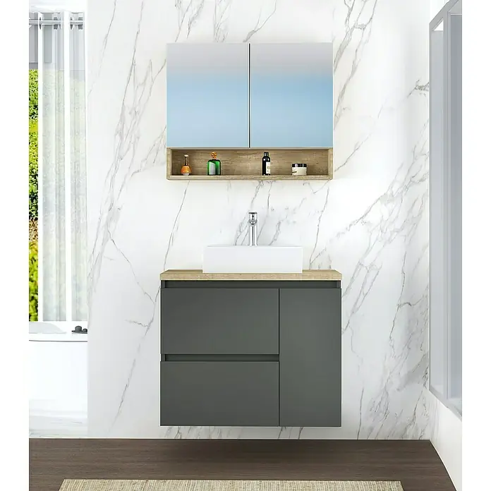 Mueble de lavabo Farbe - 46 x 70 x 66 cm, Antracita, Mate - Foto ambiente