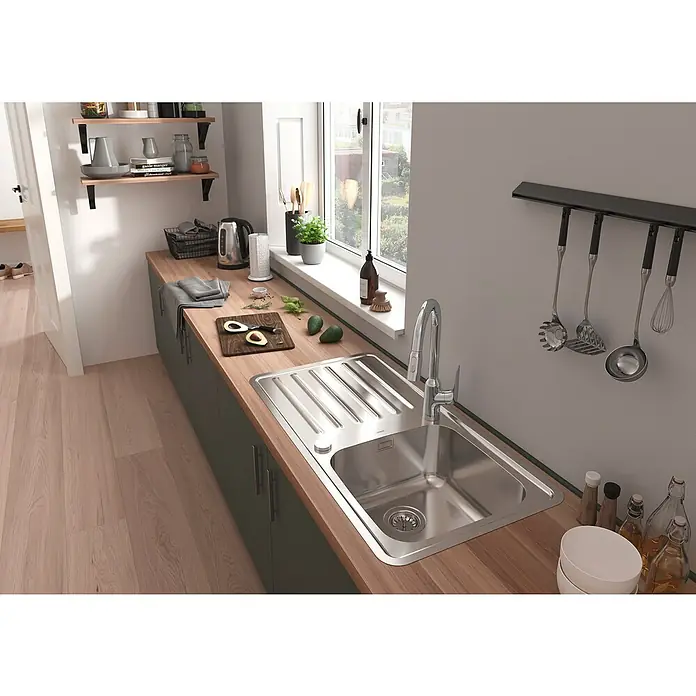 Hansgrohe Grifo de cocina Focus M42 - Cromo, Brillante, Grifo extraíble - Foto ambiente