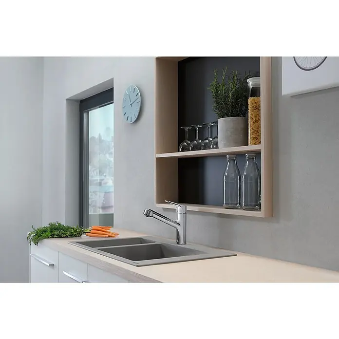 Hansgrohe Grifo de cocina Focus M43 - Cromo, Brillante, Caño giratorio - Foto ambiente