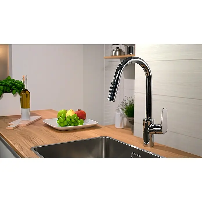 Hansgrohe Grifo de cocina Focus M41 - Cromo, Brillante, Grifo extraíble - Foto ambiente