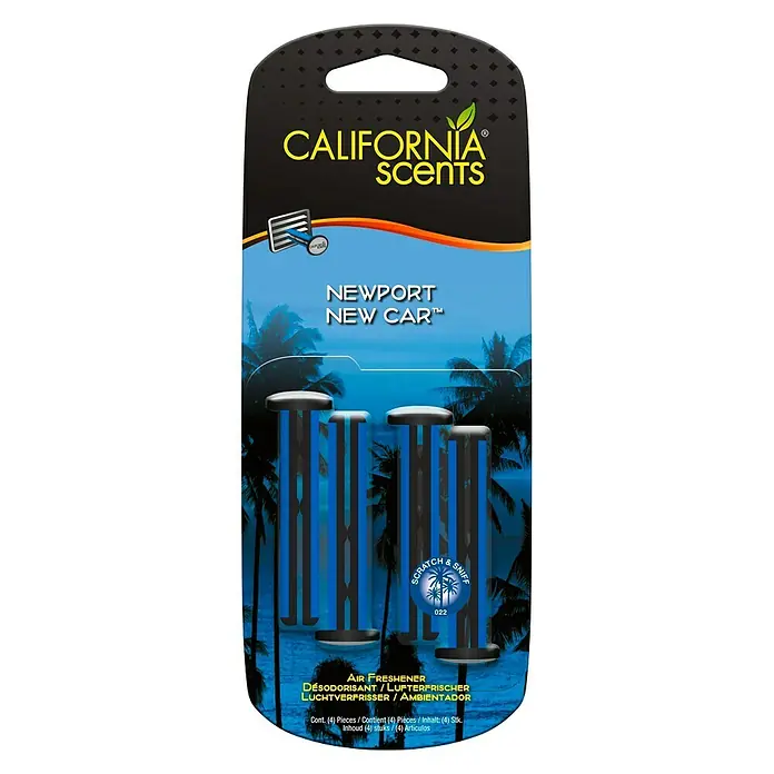 Ambientador de coche California Scents - New Car, 4 ud. - Vista frontal