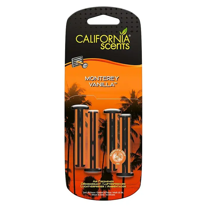 Ambientador de coche California Scents - Vainilla, 4 ud. - Vista frontal