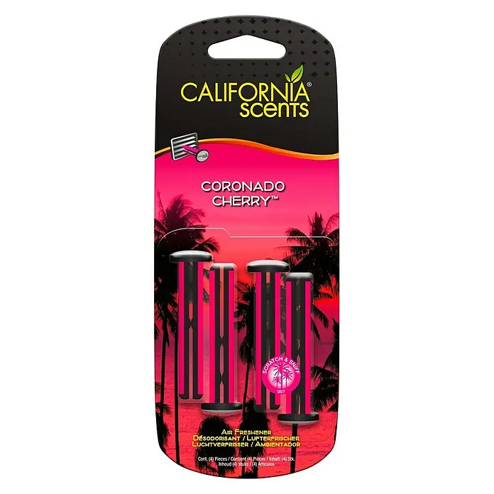 Ambientador de coche California Scents - Cerezo, 4 ud. - Vista frontal