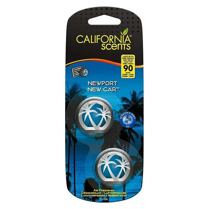 Ambientador de coche California Scents - New Car, 2 ud. - Vista frontal