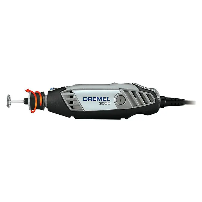 Dremel Juego de herramientas multifunción 3000-15 + set 52 accesorios extra - 130 W, Número de revoluciones de marcha en vacío: 10.000 r.p.m. - 33.000 r.p.m. - Vista de perfil izquierdo