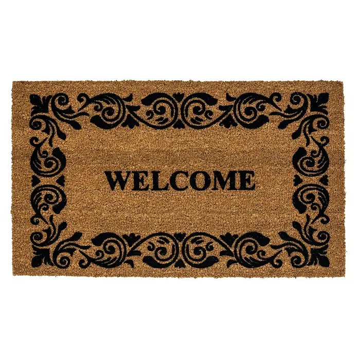 Astra Coco Kokosfußmatte Coco Design - Welcome, Kokosbraun/Schwarz, 45 x 75 cm, 100 % Kokos - Ansicht von oben